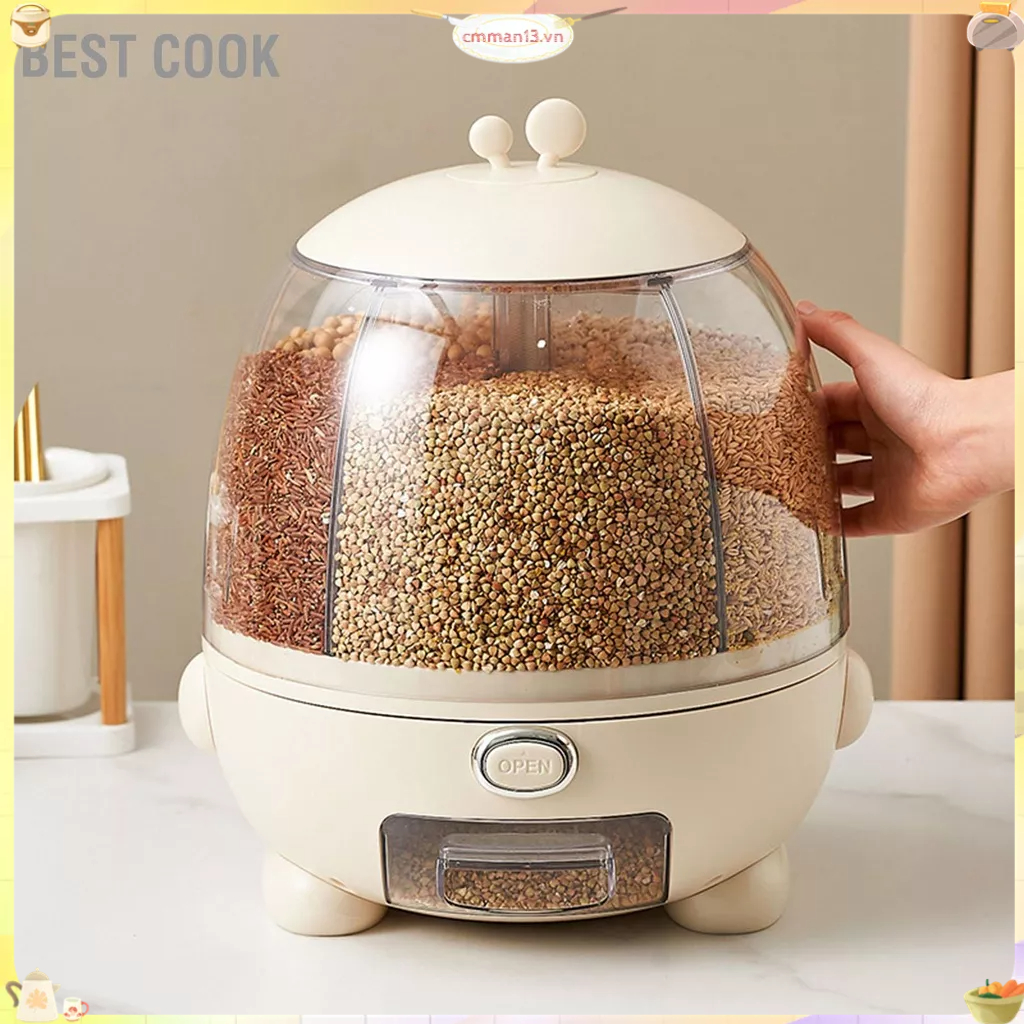 Best cook Máy phân phối gạo 5 lưới Hộp đựng ngũ cốc dung tích lớn có thể xoay 360 độ