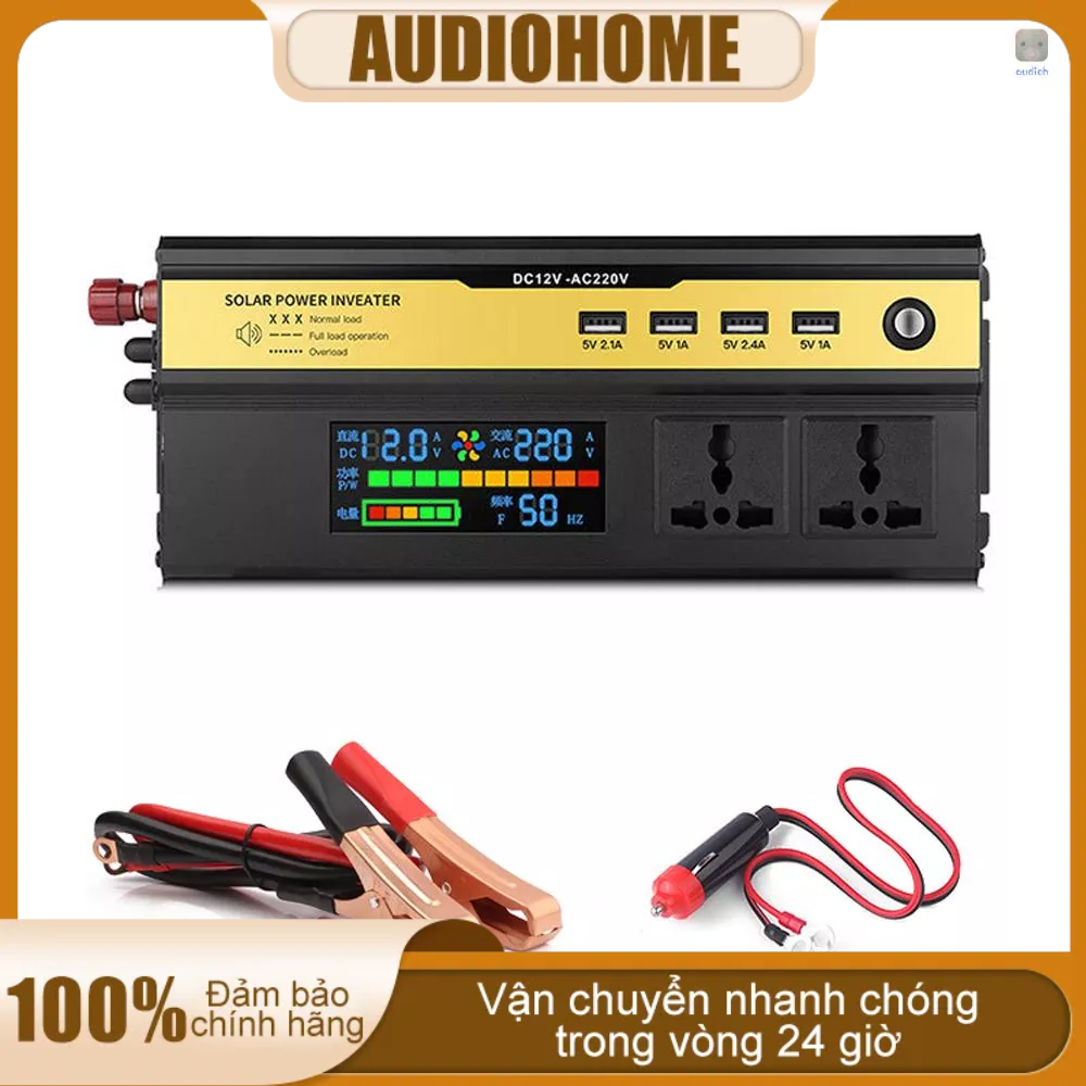 Bộ Chuyển Đổi Nguồn Điện Kỹ Thuật Số 6000W Từ 12V Sang 220V Với 4 Cổng Sạc USB Cho Xe Hơi Laptop