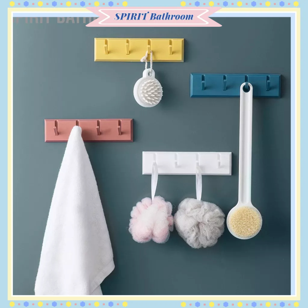 SPIRIT Bathroom Wall Row Hook Punch Free Coat Móc treo chìa khóa mũ cho trang trí cửa tường phòng tắm