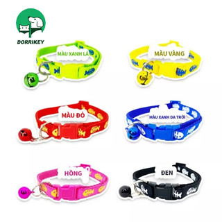 Vòng cổ mèo cưng DORRIKEY LI0233 họa tiết xương cá dễ thương phối chuông có thể điều chỉnh