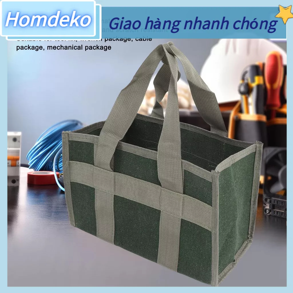 Túi Dụng Cụ Miệng Rộng OD Màu Xanh Lá Cây Canvas Công Suất Lớn Chống Mài Mòn Đựng Thấm Nước Cho Thợ Điện Homdeko S.