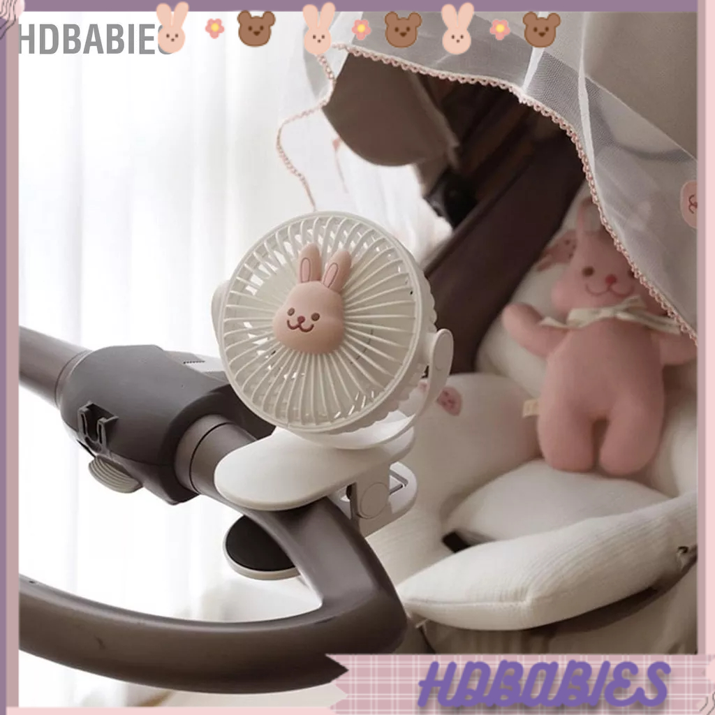 HDbabies Quạt Kẹp Xe Đẩy Cho Bé USB Hoạt Hình 3 Tốc Độ Di Động Thời Trang Có Thể Điều Chỉnh