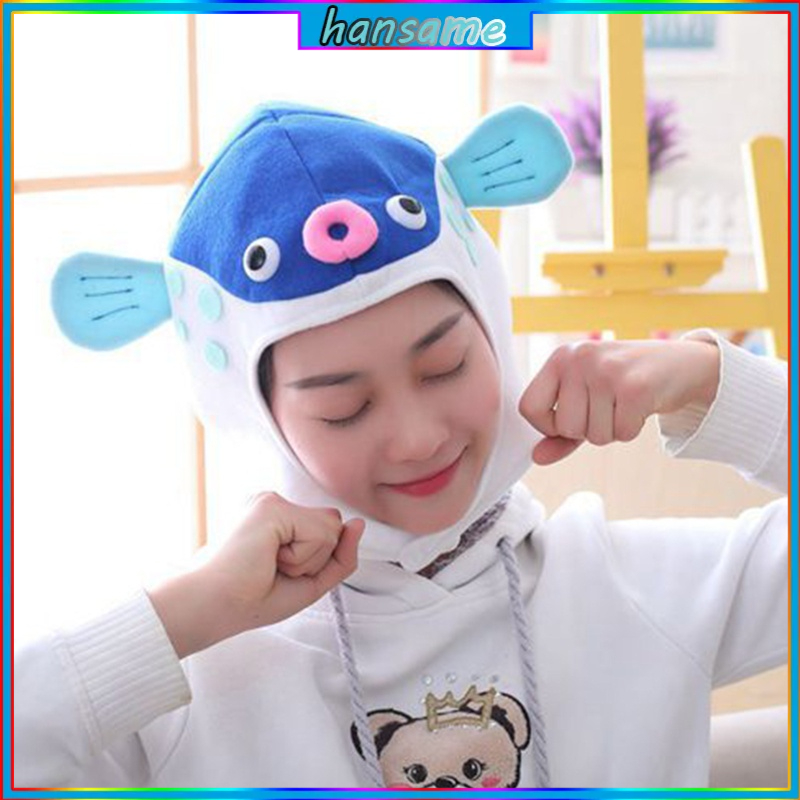 Mũ Trùm Đầu Hóa Trang Halloween Hình Cá Hoạt Hình Nhồi Bông