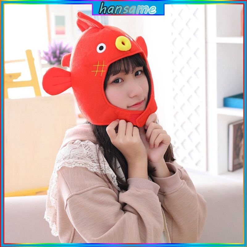 Mũ Trùm Đầu Hóa Trang Halloween Hình Cá Hoạt Hình Nhồi Bông