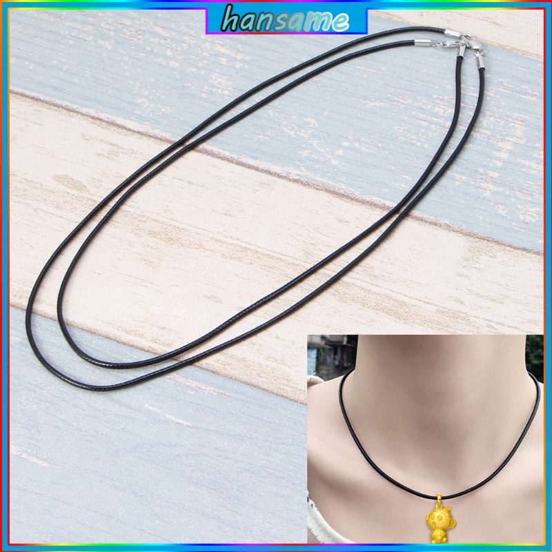 Dây đeo cổ bằng da màu đen có móc gàng