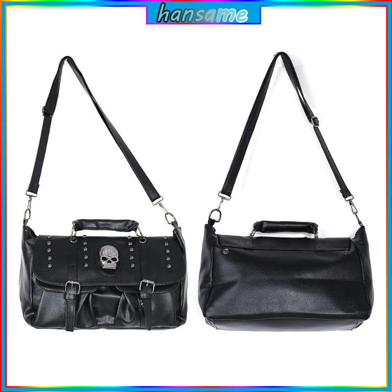 Túi xách đeo vai phối đầu lâu đinh tán thời trang punk cá tính dành cho nữ