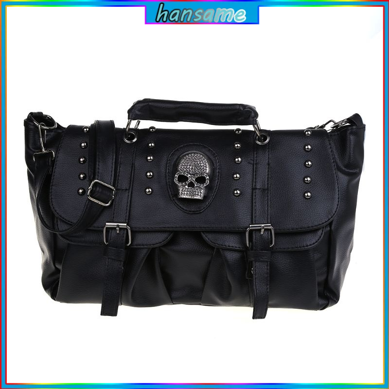 Túi xách đeo vai phối đầu lâu đinh tán thời trang punk cá tính dành cho nữ