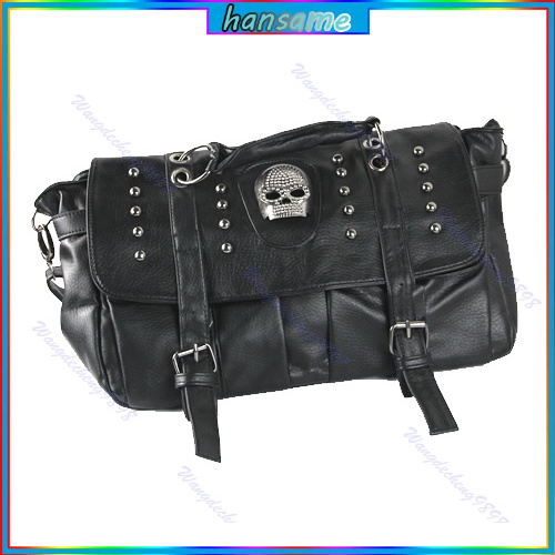 Túi xách đeo vai phối đầu lâu đinh tán thời trang punk cá tính dành cho nữ