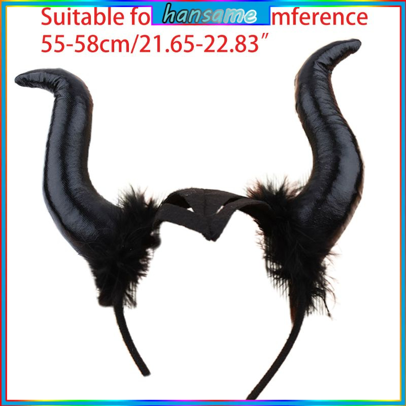 ♕ Nữ Hoàng Đen Quỷ Dài Sừng Bò Mũ Băng Đô Cosplay Phù Thủy Ác Mũ Trụ Halloween Lễ Hội Trang Phục Hóa Trang Tóc Hoop