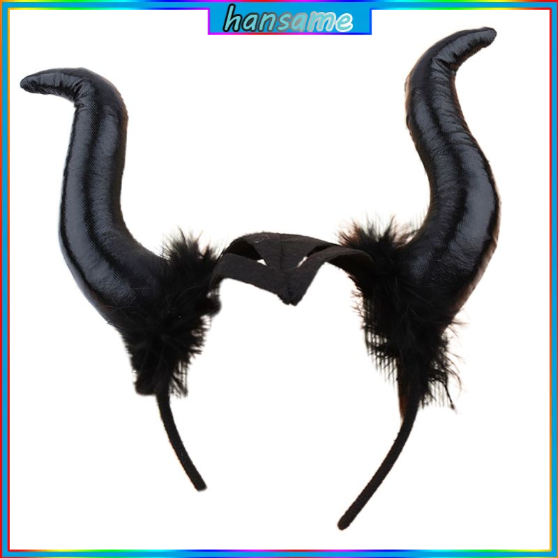 ♕ Nữ Hoàng Đen Quỷ Dài Sừng Bò Mũ Băng Đô Cosplay Phù Thủy Ác Mũ Trụ Halloween Lễ Hội Trang Phục Hóa Trang Tóc Hoop