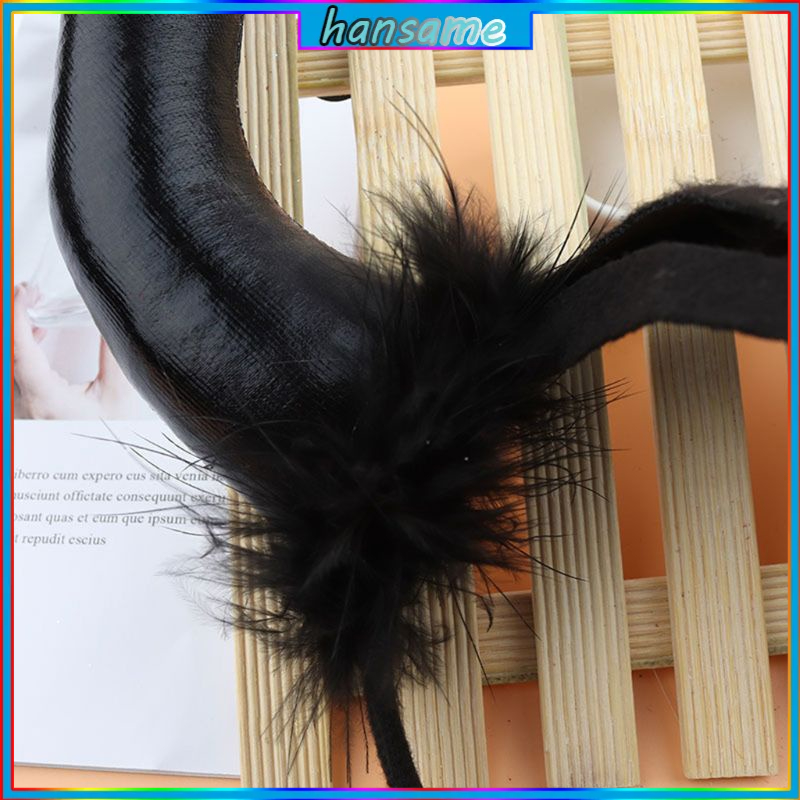 ♕ Nữ Hoàng Đen Quỷ Dài Sừng Bò Mũ Băng Đô Cosplay Phù Thủy Ác Mũ Trụ Halloween Lễ Hội Trang Phục Hóa Trang Tóc Hoop