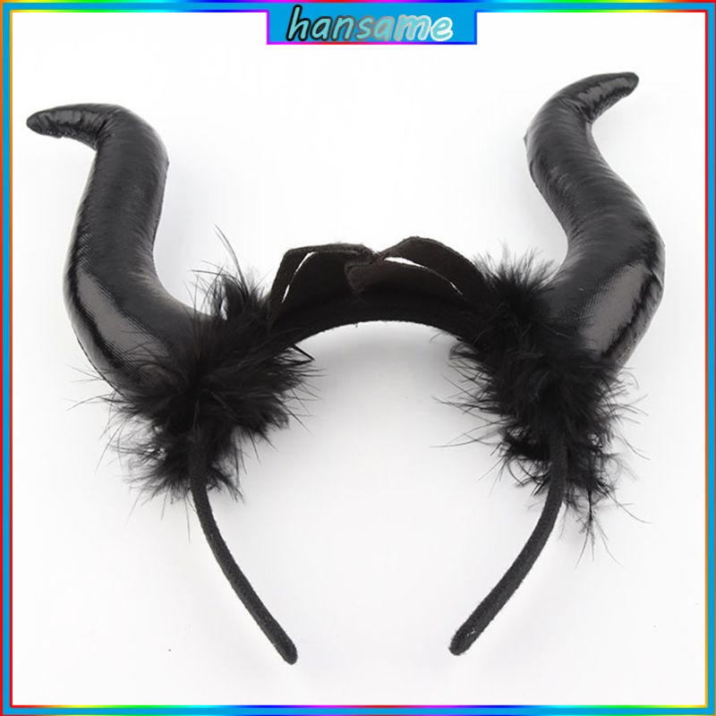 ♕ Nữ Hoàng Đen Quỷ Dài Sừng Bò Mũ Băng Đô Cosplay Phù Thủy Ác Mũ Trụ Halloween Lễ Hội Trang Phục Hóa Trang Tóc Hoop