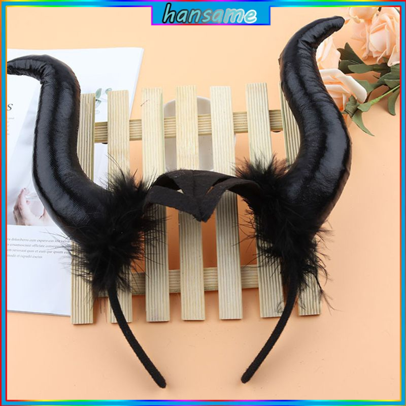 ♕ Nữ Hoàng Đen Quỷ Dài Sừng Bò Mũ Băng Đô Cosplay Phù Thủy Ác Mũ Trụ Halloween Lễ Hội Trang Phục Hóa Trang Tóc Hoop