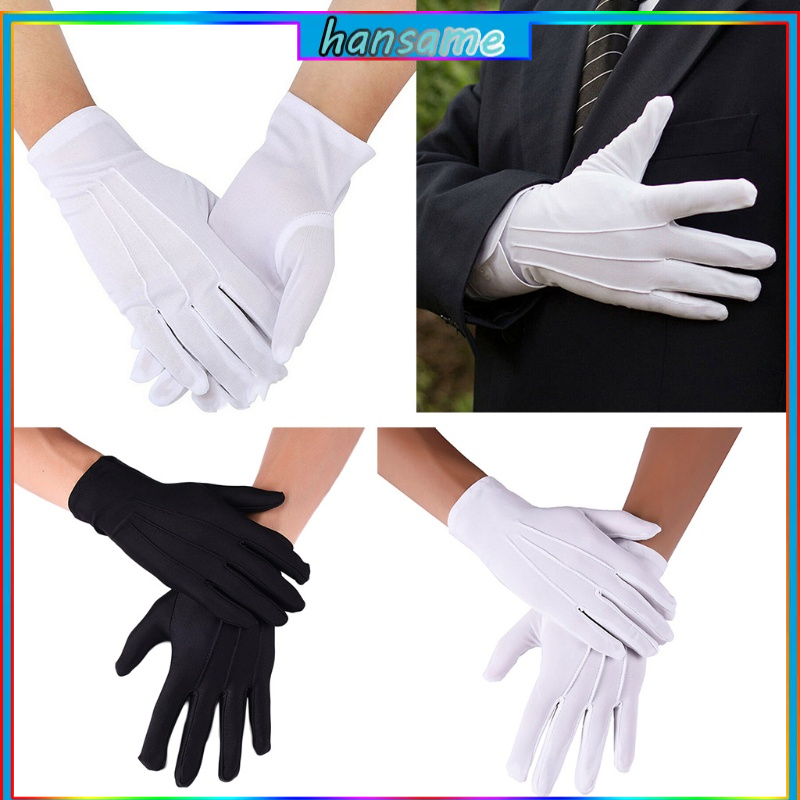 Găng tay Tuxedo 3 sọc chất liệu spandex mỏng tông màu đen/trắng