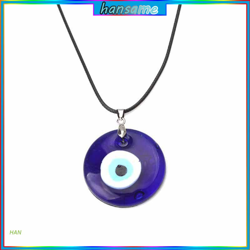 Vòng cổ mặt kính hình đôi mắt may mắn màu xanh dương thiết kế thời trang