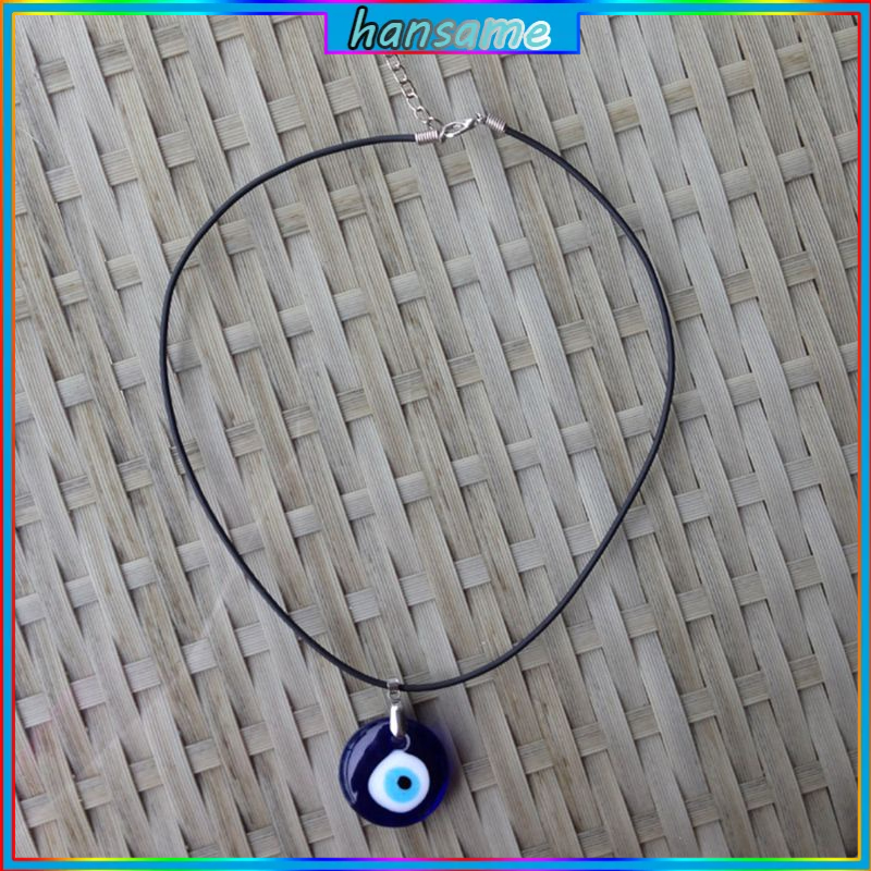 Vòng cổ mặt kính hình đôi mắt may mắn màu xanh dương thiết kế thời trang