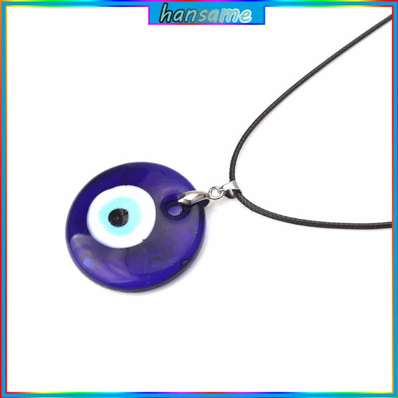 Vòng cổ mặt kính hình đôi mắt may mắn màu xanh dương thiết kế thời trang