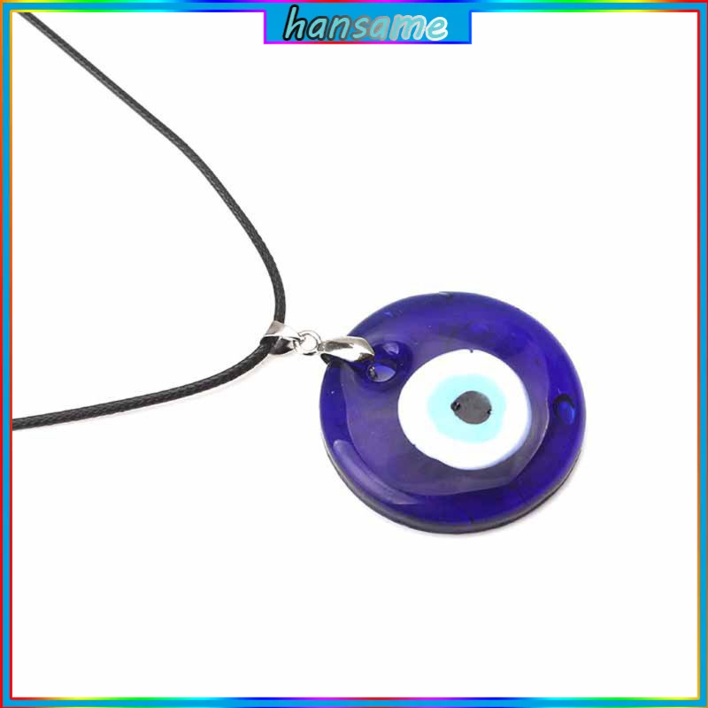 Vòng cổ mặt kính hình đôi mắt may mắn màu xanh dương thiết kế thời trang