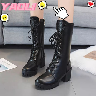 Yaoli giày boot cao gót phong cách anh quốc mới cho nữ