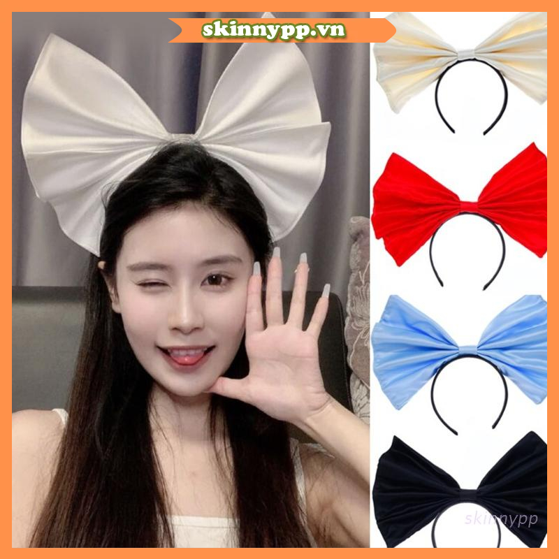 Băng Đô Cài Tóc Phối Nơ Bản To Bằng Satin Dùng Chụp Ảnh Cho Nữ