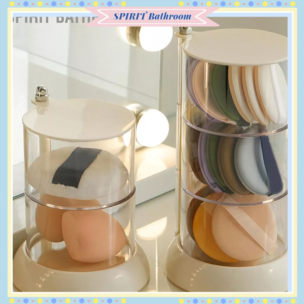 SPIRIT Bathroom Công cụ tổ chức bột nhiều lớp Bông tai chống bụi thoáng khí Hộp đựng có thể xoay màu trắng cho gia đình