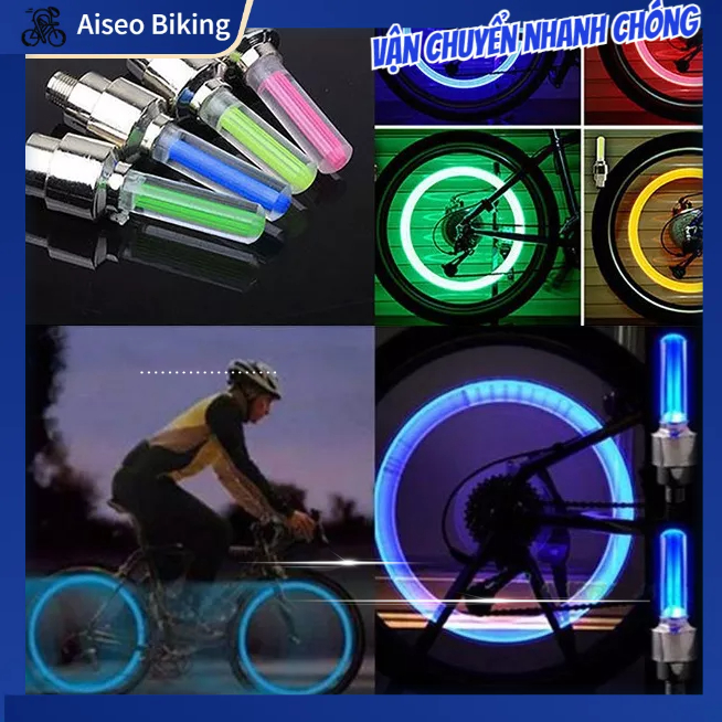 Đèn LED neon gắn bánh xe đạp/ xe máy - Đèn van xe Aiseo Biking