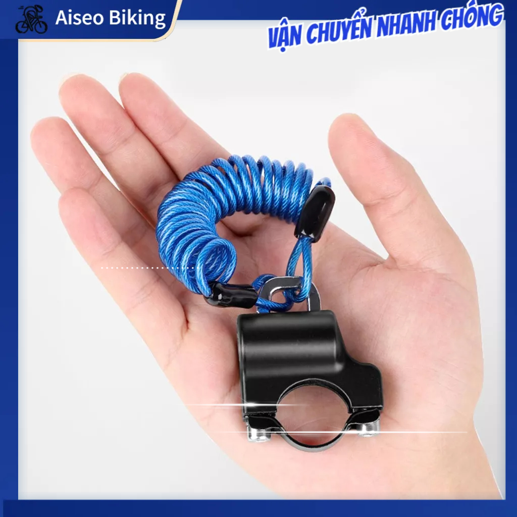 Aiseo Biking Mũ Bảo Hiểm Xe Máy Khóa Hợp Kim Nhôm Chống Trộm Đạp Cáp An Ninh Ngoài Trời Móc Đen