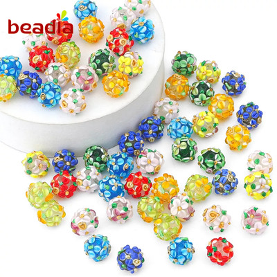 Beadia Hạt Xỏ Lỗ Tròn 12mm Bằng Kính Dùng Làm Trang Sức Thủ Công DIY