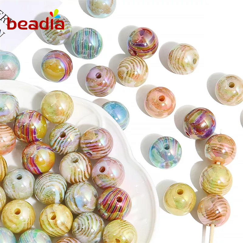 Chuỗi hạt đá BEADIA 16mm mạ màu bóng dùng làm trang sức DIY
