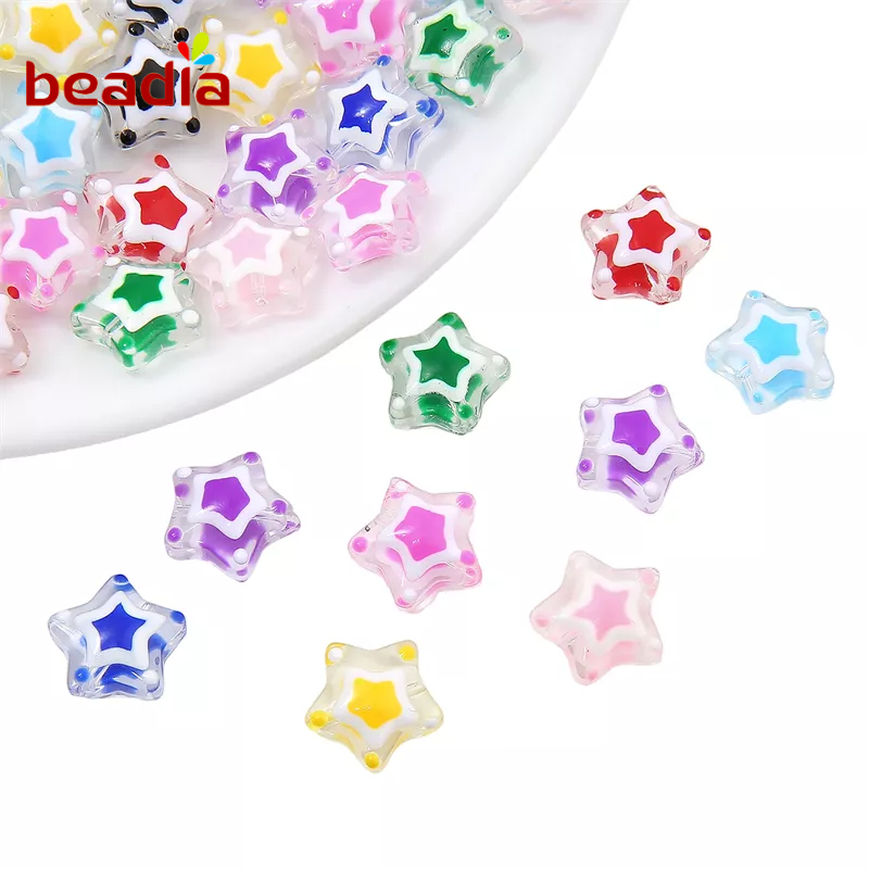 Mặt charm BEADIA hình ngôi sao năm cánh bằng thủy tinh trong suốt