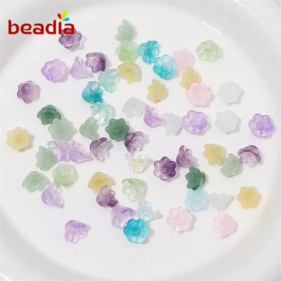Túi 10 hạt pha lê BEADIA hình hoa phong lan dùng làm trang sức thủ công DIY