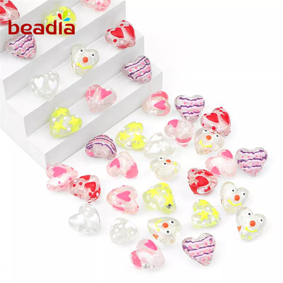 Beadia Chuỗi Hạt Hình Trái Tim Bằng Thủy Tinh Trong Suốt Màu Kẹo 20 * 20MM Làm Đồ Trang Sức Thủ Công Diy