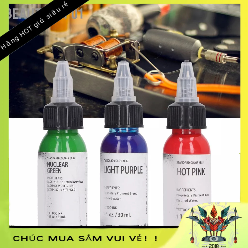 BeautyTop01 Mực xăm Bright Pure Long Lasting Thân thiện với da Sắc tố cho người mới bắt đầu 30ml