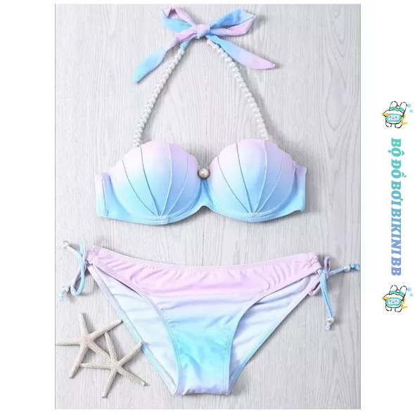 Bộ Đồ Bơi Hình Vỏ Sò Màu gradient Xinh Xắn Cho Nữ