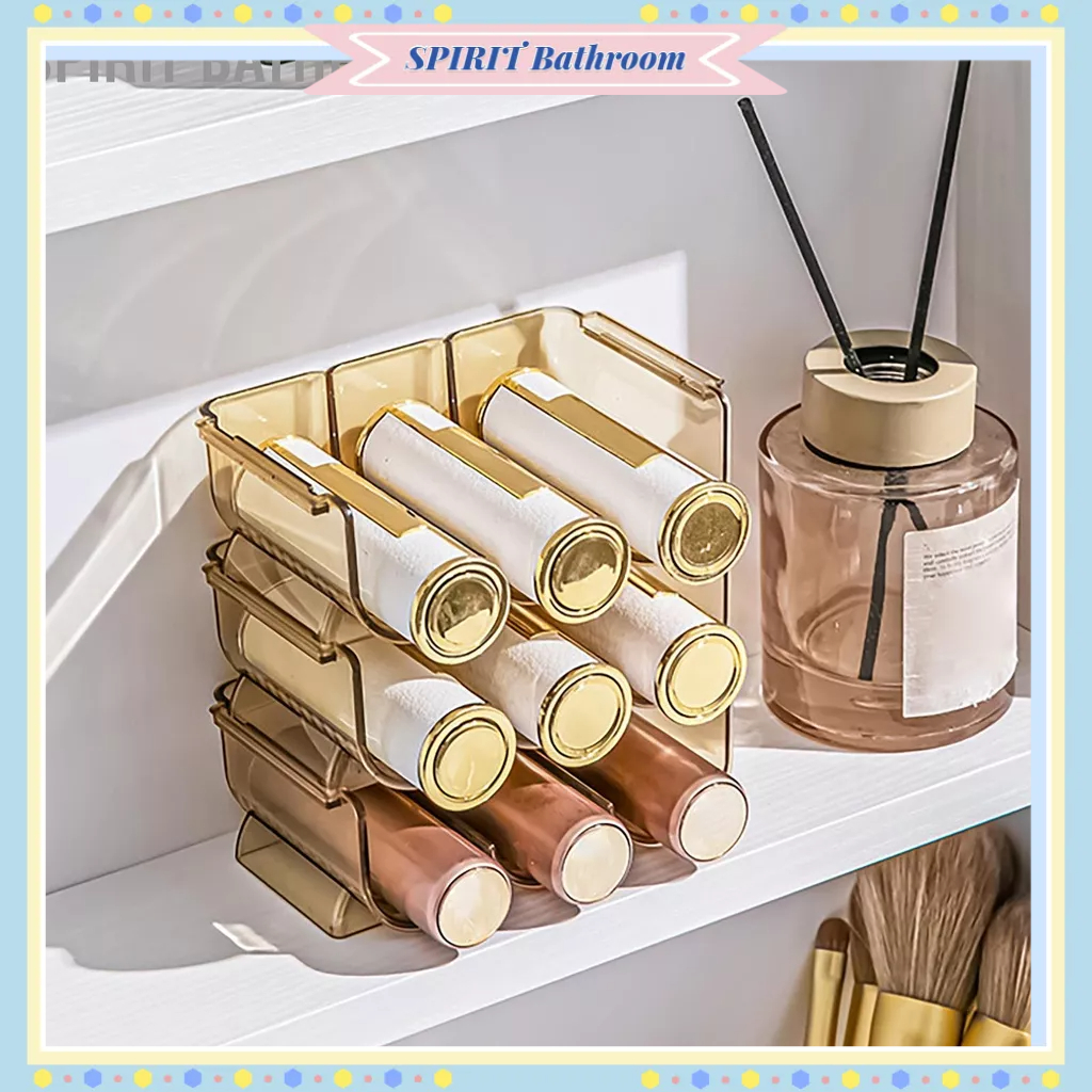 SPIRIT Bathroom 3 Hộp Đựng Son Môi Trong Suốt Lớp Phủ Lưu Trữ Màn Hình Giá Đỡ Cho Bóng