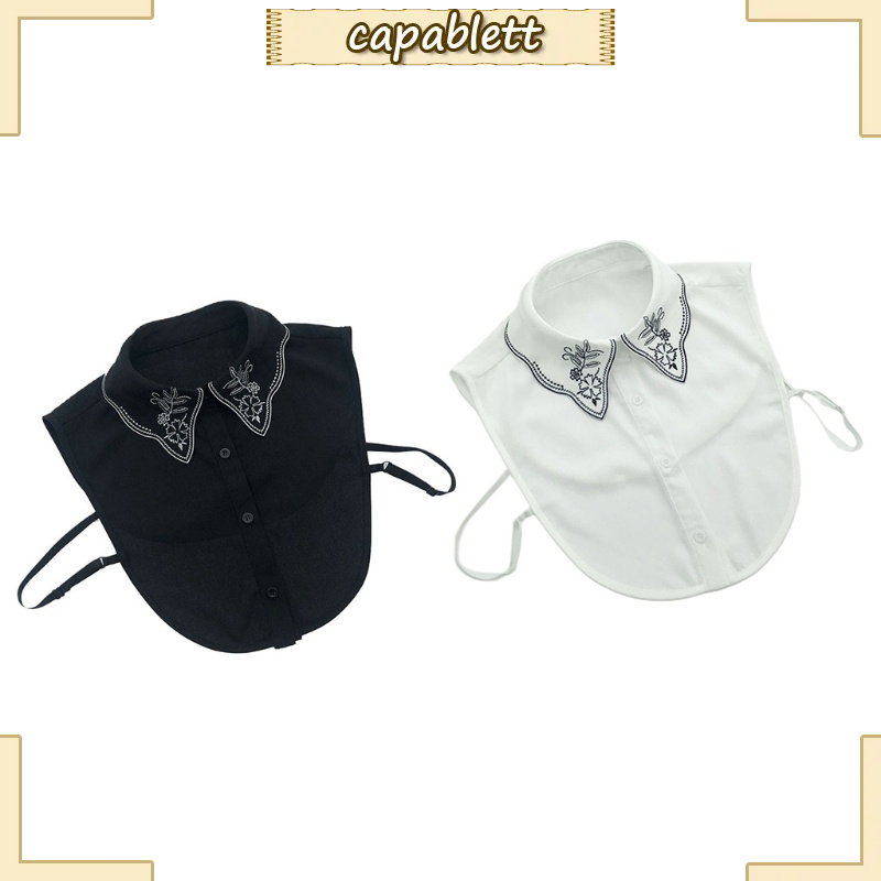 Cổ Áo Sơ Mi Giả Thêu Hoa Màu Trắng / Đen Chất Liệu Chiffon Cho Nữ