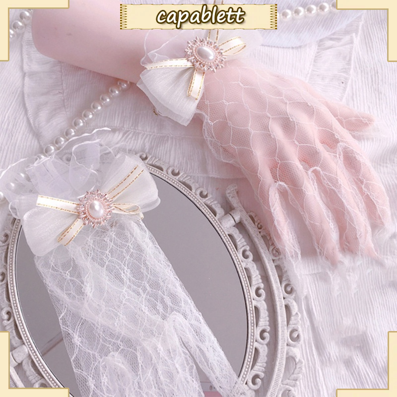 Găng Tay Ren Lưới Lolita Màu Trắng Đen Cho Bé Gái