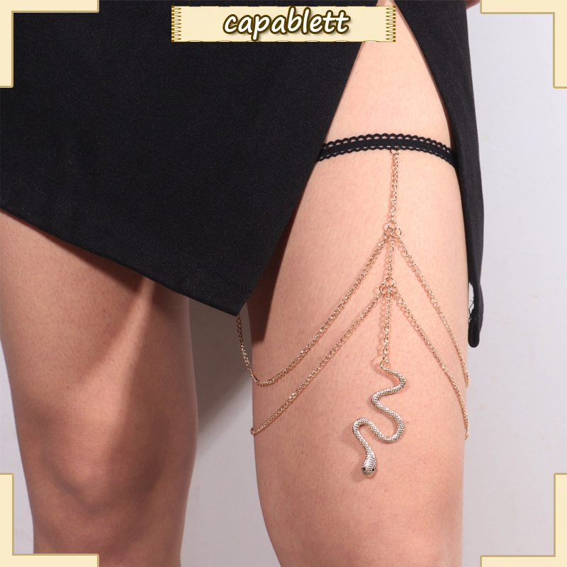 Vòng choker đeo đùi, đeo cổ hình con rắn kèm chuỗi xích thả dài