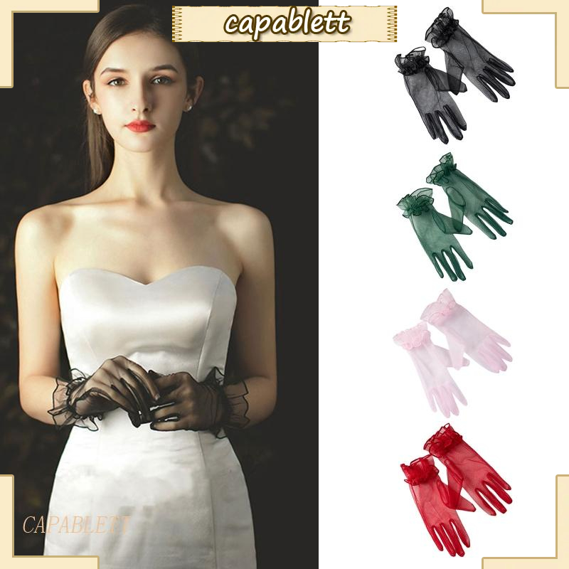 Găng Tay Vải Tuyn Hở Ngón Phong Cách Vintage Cho Nữ