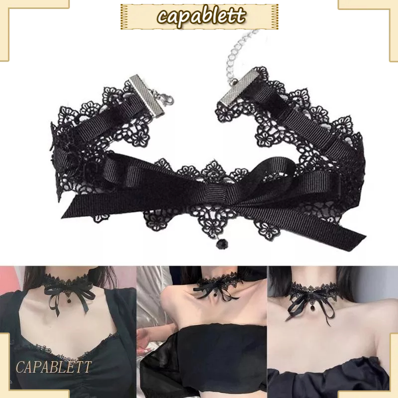 Vòng Cổ Choker Dây Ruy Băng Thắt Nơ Màu Đen Thời Trang Cho Nữ