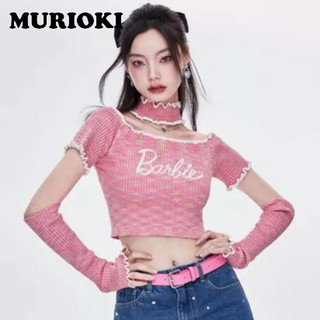 Áo Croptop Trễ Vai Kèm Găng Tay Màu Hồng Phong Cách Hàn Quốc 2023 Cho Búp Bê Barbie