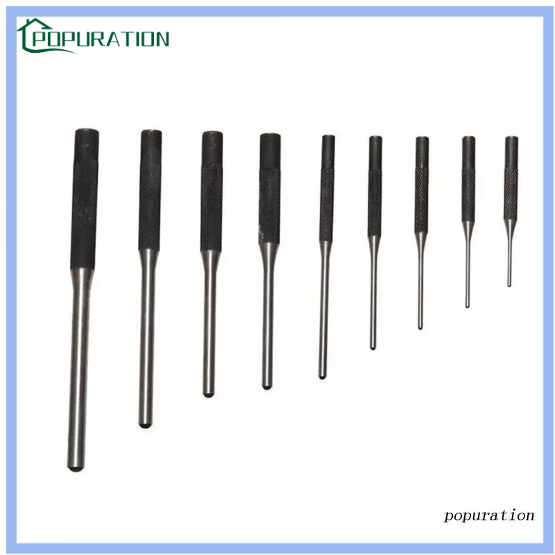 Bộ 9 Kim Đục Lỗ Đầu Tròn Nhiều Kích Cỡ Bằng Thép