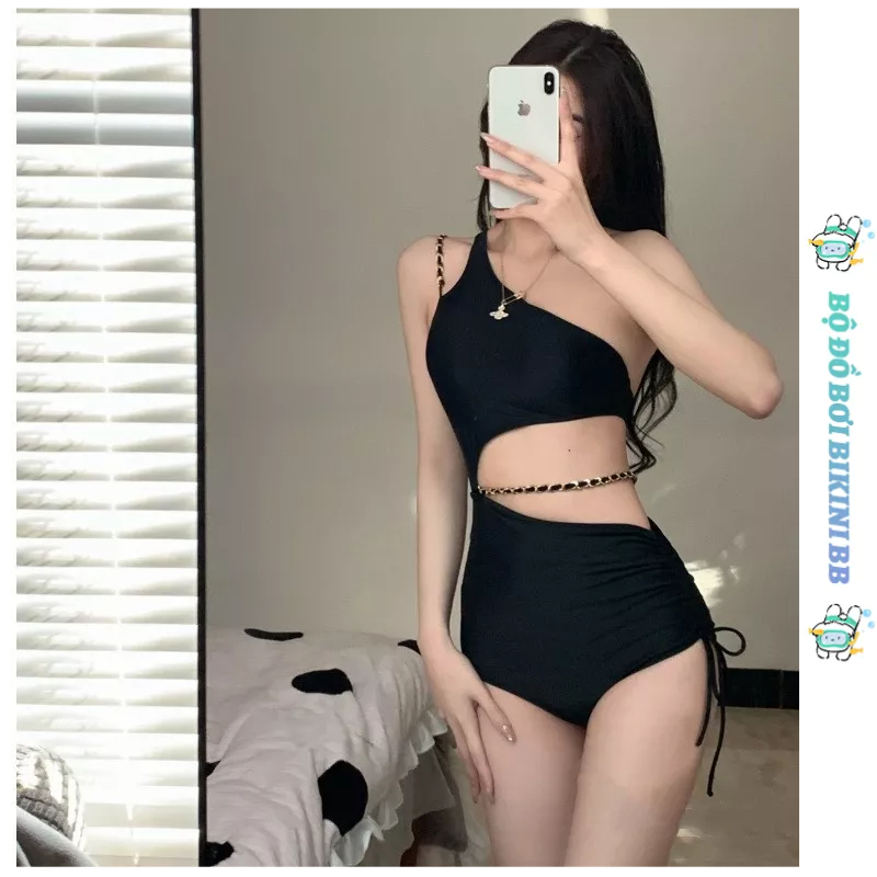 Bikini 1 mảnh Một mảnh áo tắm đen bãi biển đệm sexy thời trang XLYZB029