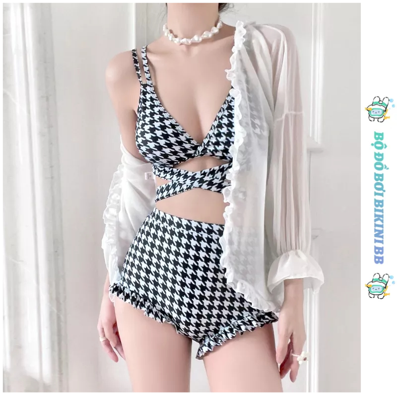freezia Single's Inferno Cùng mô hình Bộ Đồ Bơi Hai Mảnh Họa Tiết Chim Phong Cách Gợi Cảm XLYZC166