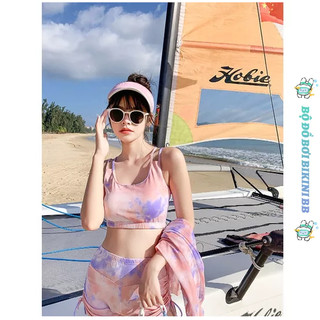 Áo tắm thể thao Windsplit ba mảnh bộ Hàn Quốc tie nhuộm bikini thời trang sexy HZFWC1932