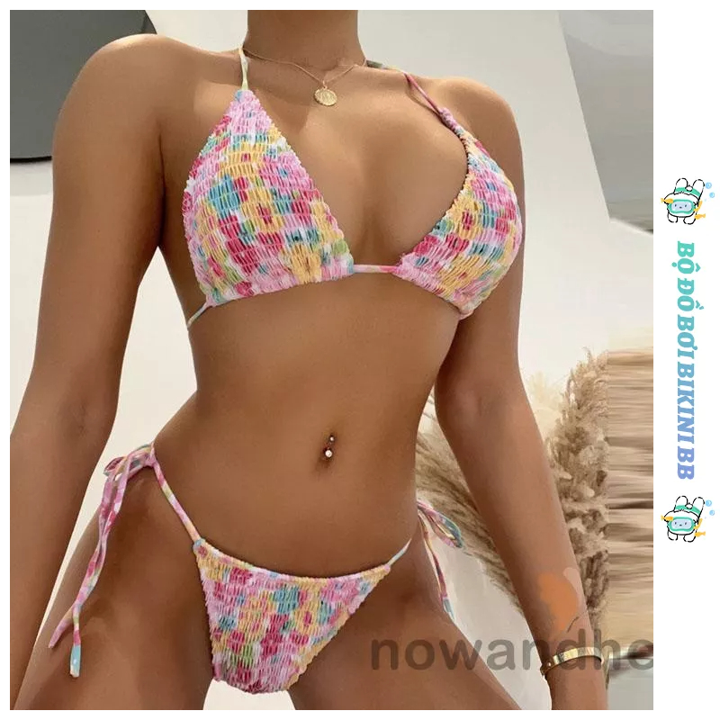 Bộ Đồ Bơi Không Tay Gợi Cảm Họa Tiết Hoa Xinh Xắn Cho Nữ