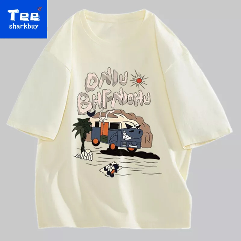Áo thun nam ngắn tay Unisex T-shirt 100% cotton Plus Size Đen/Trắng/Hạnh nhân/Xanh dương/Xám S-3XL