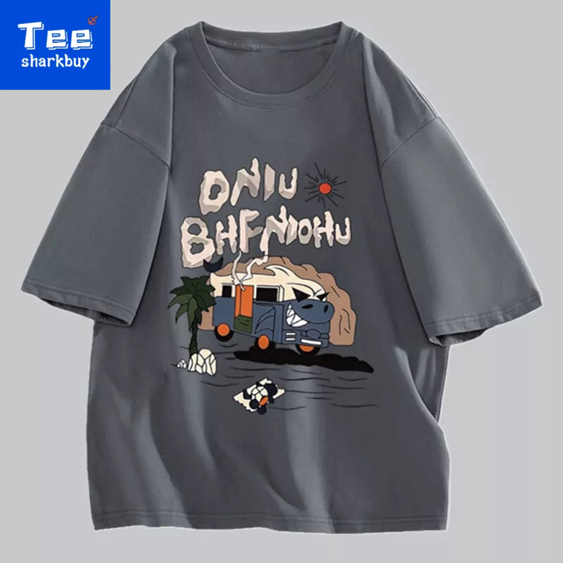 Áo thun nam ngắn tay Unisex T-shirt 100% cotton Plus Size Đen/Trắng/Hạnh nhân/Xanh dương/Xám S-3XL