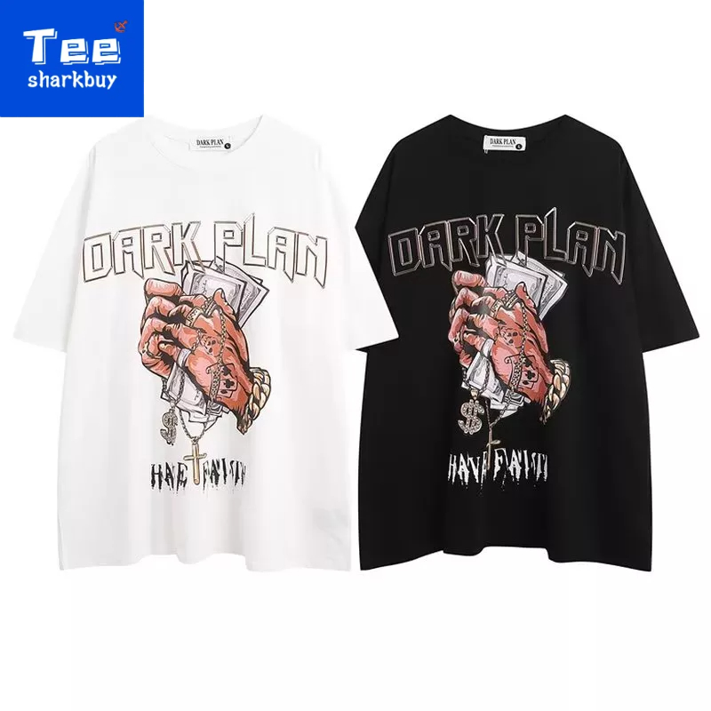 Áo thun nam ngắn tay Unisex T-shirt 100% cotton Plus Size Đen/Trắng M-3XL