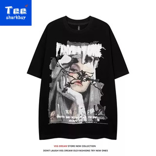 Áo thun nam unisex TEESHARKBUY 100% cotton màu đen/ trắng size lớn M-3XL